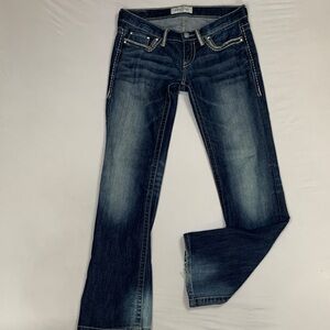 Daytrip Dark Blue Leo Bootcut 28R Jeans Faded and Stitched Detail Low Rise EUC